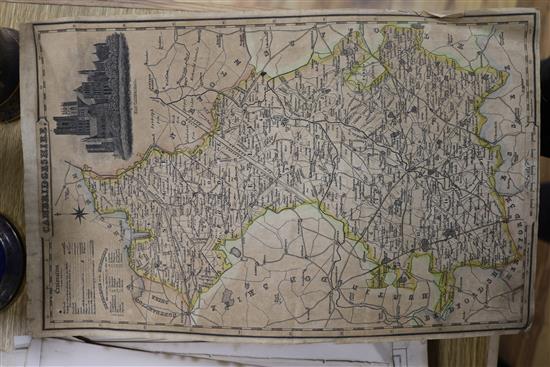 A folio containing a large collection of all World maps, 17th - 19th century, 12mo, double folio, many hand